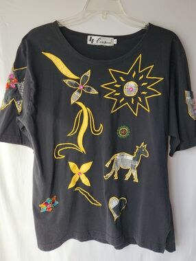 Vintage black t-shirt With Embellishments Size Large
